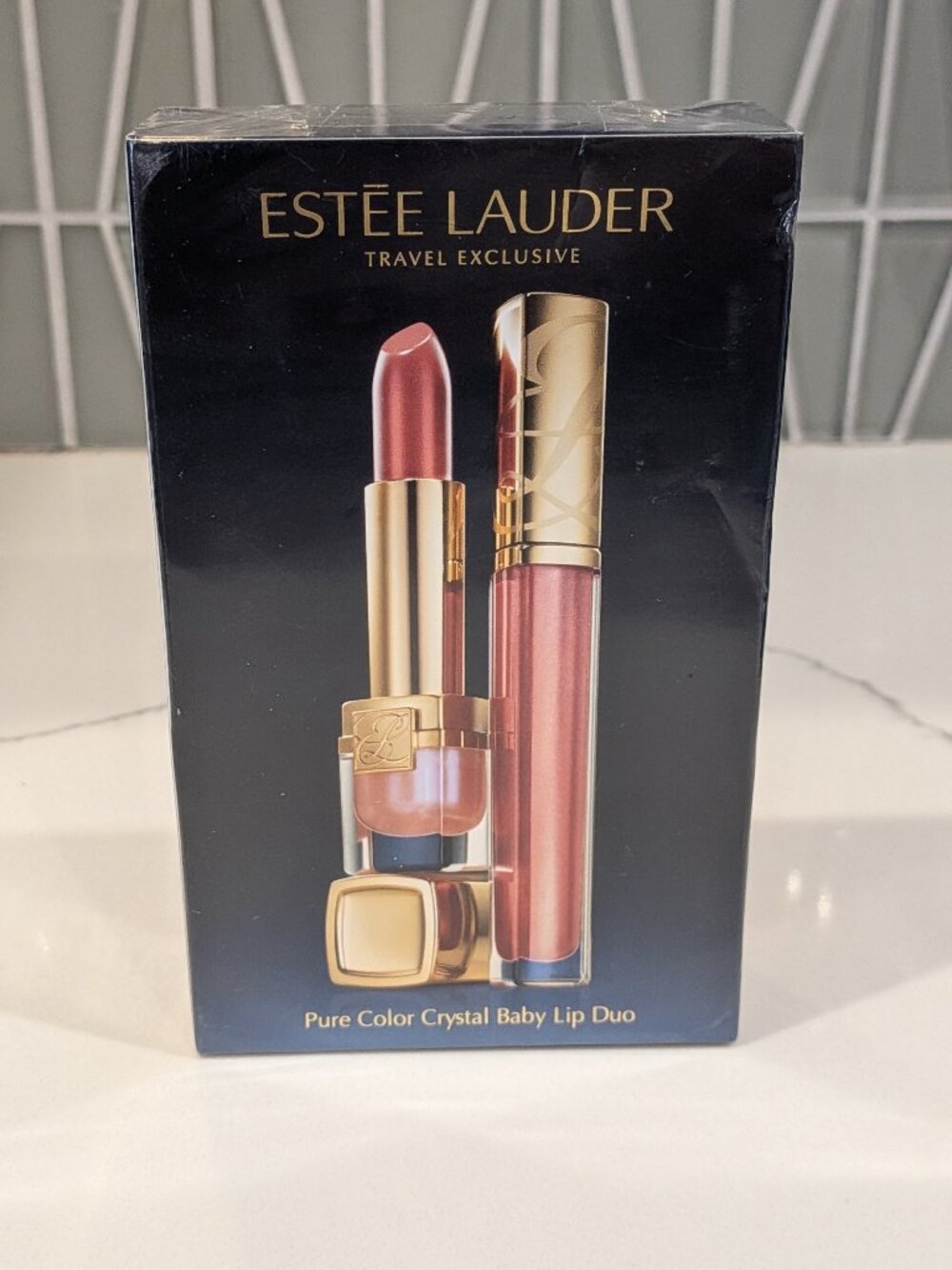 Estee Lauder Pure Color Crystal Lipstick Lipgloss Duo #01 Crystal Baby Sealed